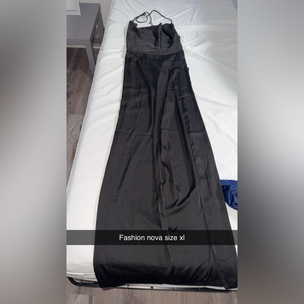 Black Wide Leg Satin maxi dress